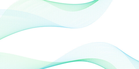 Abstract background with waves for banner. Medium banner size. Vector background with lines. Element for design isolated on white. Green and blue color. Water, ocean, nature, eco	