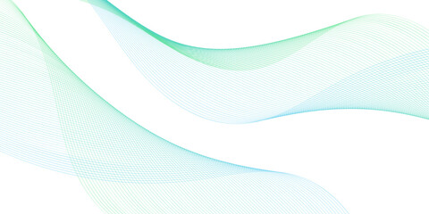 Abstract background with waves for banner. Medium banner size. Vector background with lines. Element for design isolated on white. Green and blue color. Water, ocean, nature, eco	