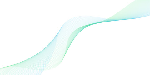 Abstract background with waves for banner. Medium banner size. Vector background with lines. Element for design isolated on white. Green and blue color. Water, ocean, nature, eco	