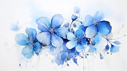 Fototapeta premium Aquarell Blumen, Blau
