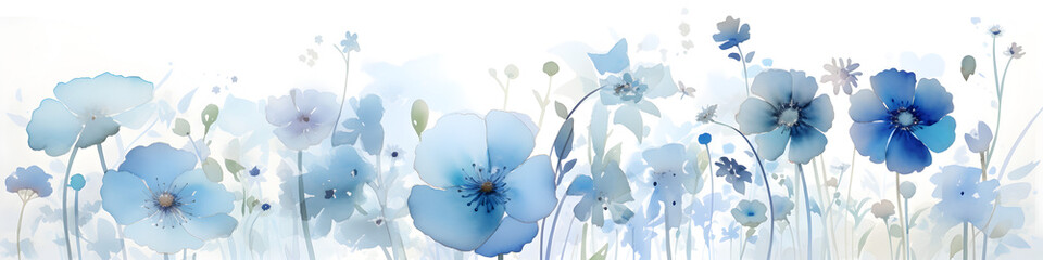 Aquarell Blumen, Blau - obrazy, fototapety, plakaty