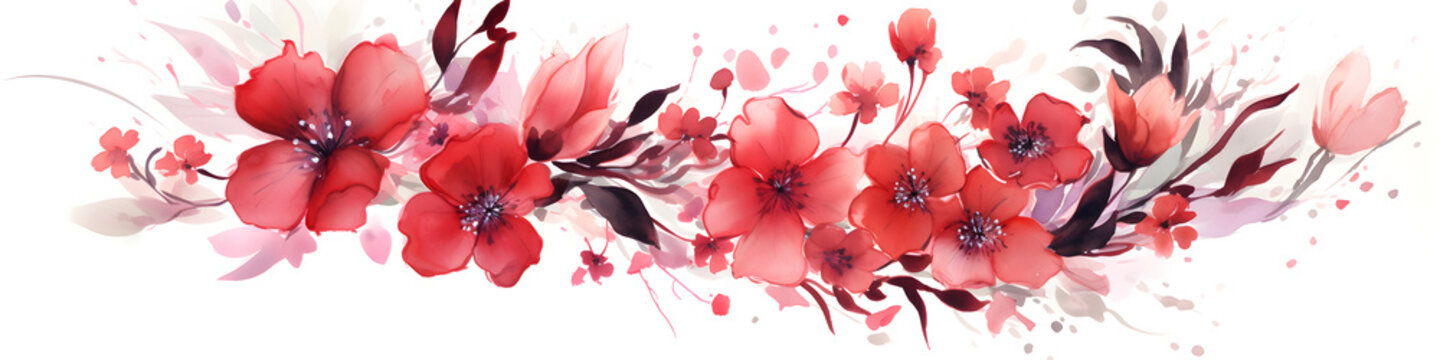 Aquarell Blumen, Rot