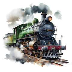 Naklejka premium watercolor steam locomotive