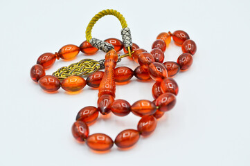 Orange beads sequenced, short rosary, tespih tesbih