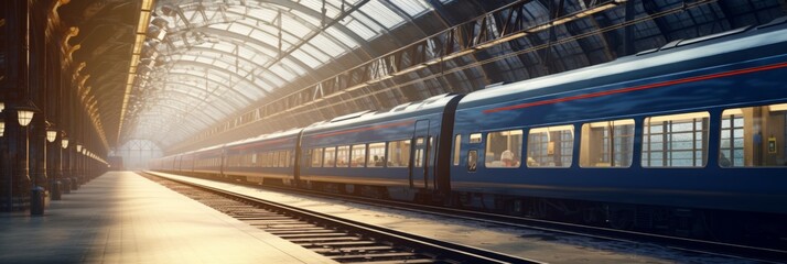 Obraz premium Empty modern train station without people, rail transportation