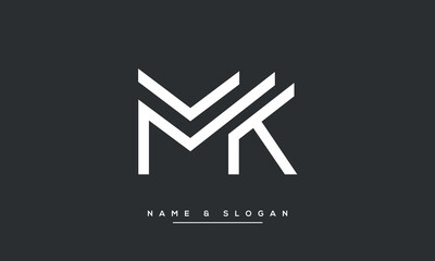 MK or KM Alphabet letters logo monogram
