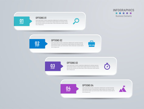 Infographics design template, business concept with 4 steps, table or options, can be used for workflow layout, diagram, annual report, web design, presentation. Creative banner, label vector.