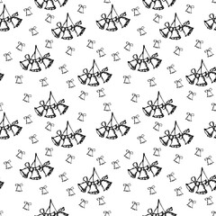 Jingle bells Christmas seamless pattern. Hand drawn illustration 