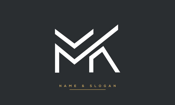 MK or KM Alphabet letters logo monogram