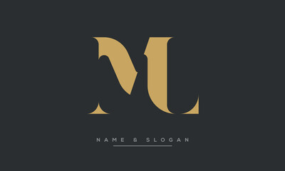 ML or LM Alphabet letters logo monogram