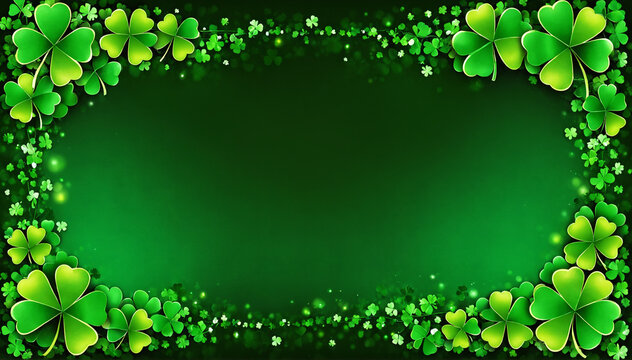 an illustration with shamrock leaves on a green background - for st patricks day cards and more