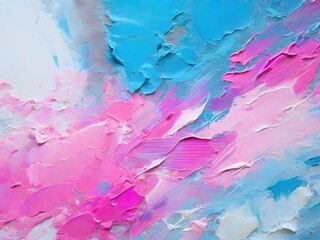 abstract rough colorful blue pink colors painting texture, with oil brushstroke, palette Plastering trowel paint on canvas