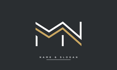 MN or NM Alphabet letters icon logo