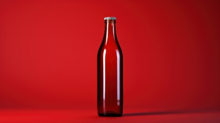  a close up of a bottle of wine on a red background with a shadow on the bottom of the bottle and a shadow on the bottom of the bottle of the bottle.