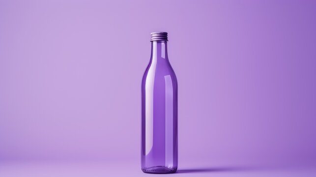  a purple bottle on a purple background with a shadow on the bottom of the bottle and the bottom of the bottle on the bottom of the bottle has a black cap.