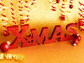 Gold color Christmas and New Year 2024 holiday background