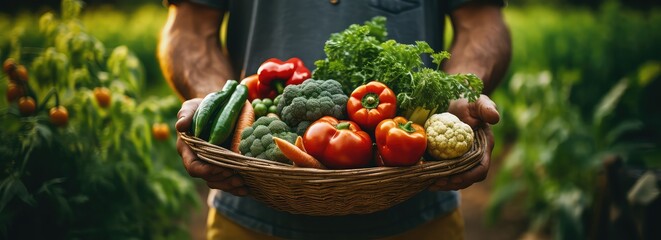 koszyk świeżych warzyw i owoców - obrazy, fototapety, plakaty