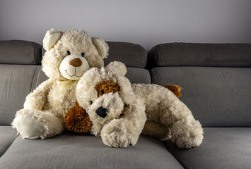 Sad bear mascot domestic violence against children child abuse