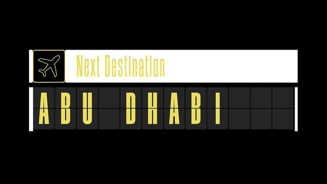 Pantalla de informaci&oacute;n de destinos internaciones: ABU DHABI
