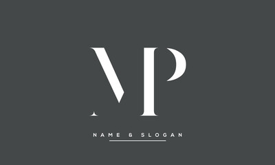 MP or PM Alphabet letters logo monogram