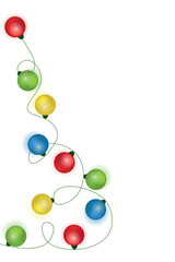 Christmas garlands with colorful light bulbs. Winter festive decorations. Vector illustration