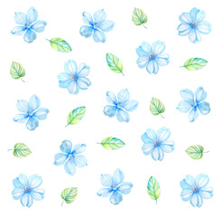 Niebieskie namalowane kwiaty kwiatowe tło