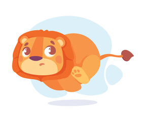 Funny Lion Character Run and Escape Fast Vector Illustration