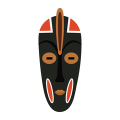 nigerian mask of black color with red details