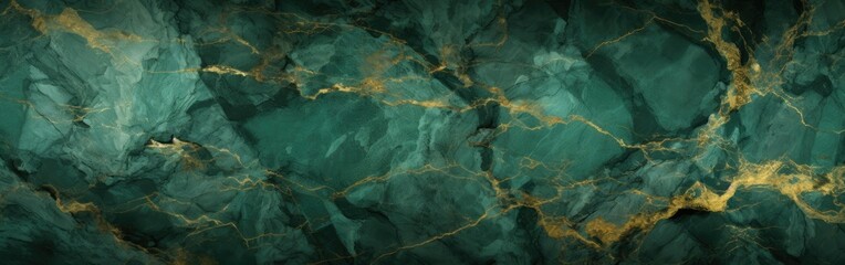 Green marble texture with gold veins - obrazy, fototapety, plakaty