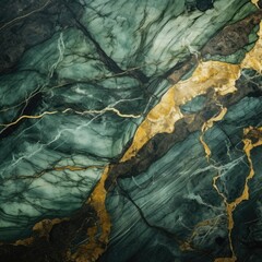 Naklejka premium Green marble texture with gold veins