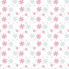 Seamless Christmas pattern with black red snowflakes on white background. Winter decoration. Happy new year vector illustration. eps 10 - 691651578