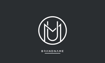 Alphabet letters MU or UM abstract logo monogram