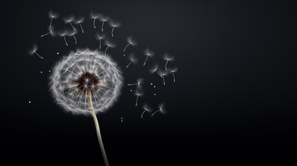  a close up of a dandelion on a black background with lots of small white flowers in the middle of the dandelion, with lots of small white flowers in the middle of the dandelion.