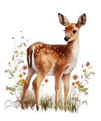 watercolor baby deer