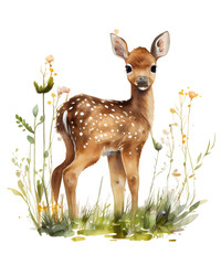 watercolor baby deer