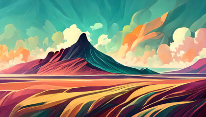 Fototapeta na wymiar Spectrum Peaks - Abstract Colorful Mountains Landscape