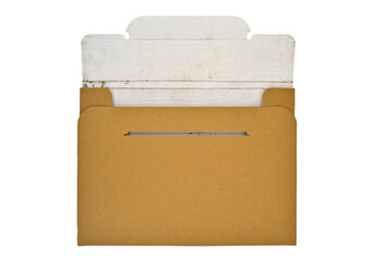 Brown and beige cardboard paper mail envelope on a white background