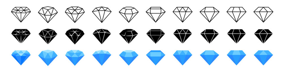 Diamond icons. Gemstone icon set. Diamond vector.