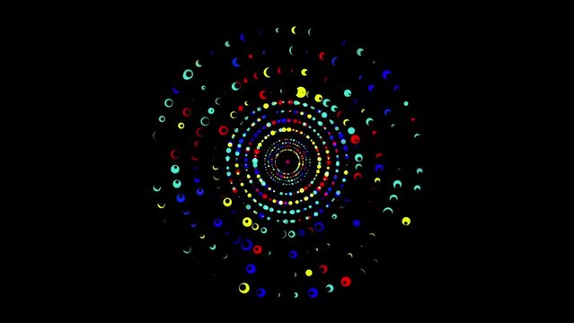 Colorful animated round fireworks on a black background 