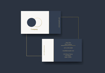 Navy Blue Gold Minimalist Business Card Template