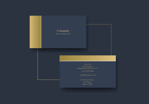 Navy Blue Gold Plated Business Card Template