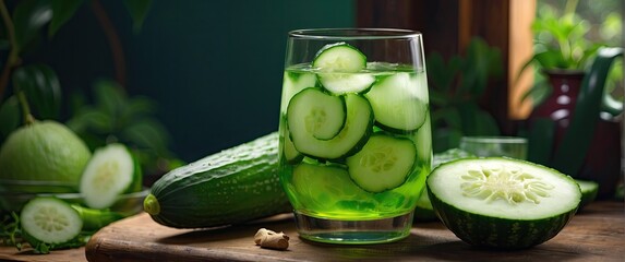Detox drink with cucumber and mineral water
