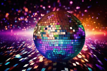 Beautiful Disco Ball on Cool Abstract Background for Party Celebration