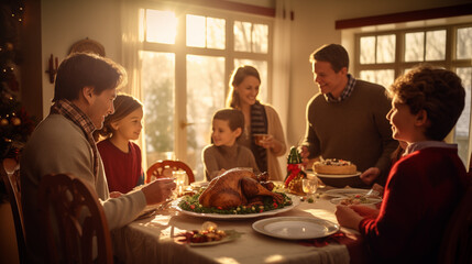 Festive Family Dinner Celebration. Generative AI