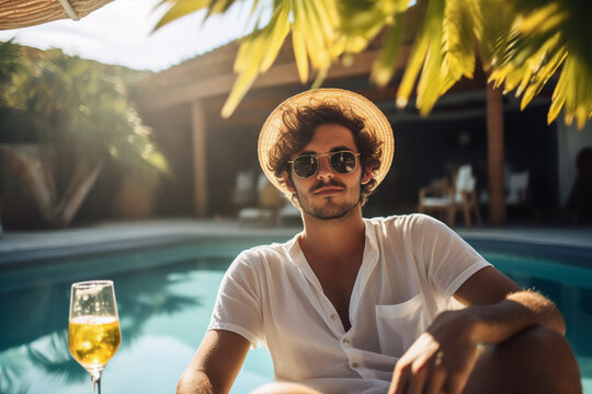 Relaxed Poolside Ambiance with Style. Generative AI