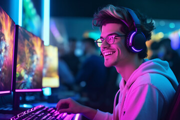 Portrait of a gamer smiling