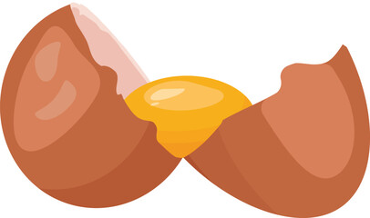 Farm eggshell icon cartoon vector. Broken duck food. Omelet easter