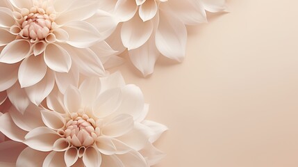 An artistic abstract background featuring stylized floral elements in a  beige color scheme, embodying minimalist design with ample negative space for adding text. - obrazy, fototapety, plakaty