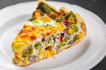 quiche open pie vegetable savory baked goods puff pastry healthy eating cooking appetizer meal food snack on the table copy space food background