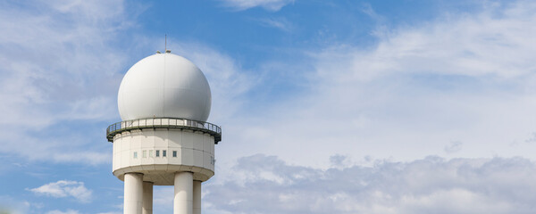 Airport traffic control tower of former airport in Berlin city in use as recreational space known...